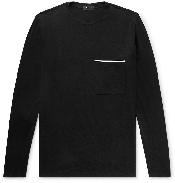 Photo: Theory - Cotton-Jersey T-Shirt - Black