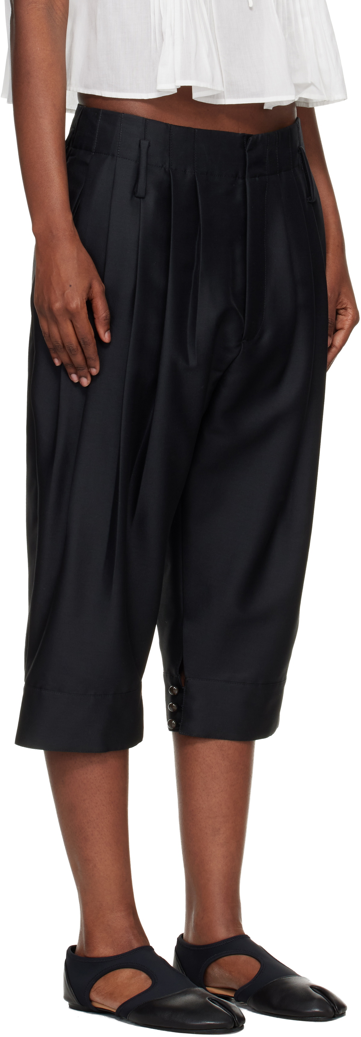 Kenzo Black Kenzo Paris Tailored Cropped Pleated Trousers