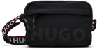 Hugo Black Branded Strap Crossbody Bag