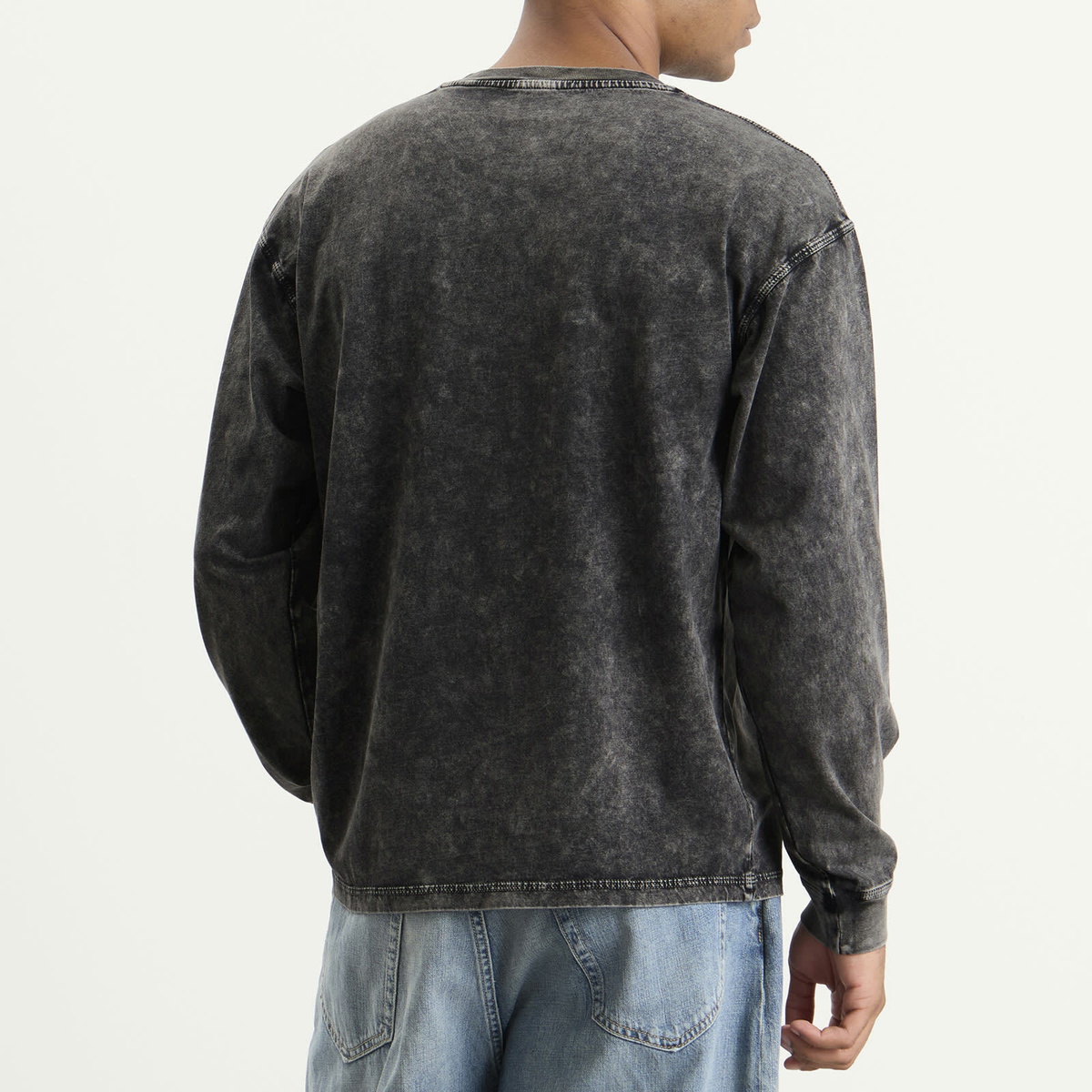 Diesel Men's Garment Dyed Long Sleeve T-Shirt in Caviar