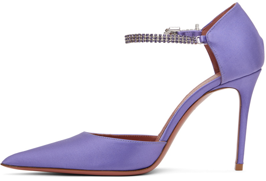 Amina Muaddi Purple Silk High Heel Pumps