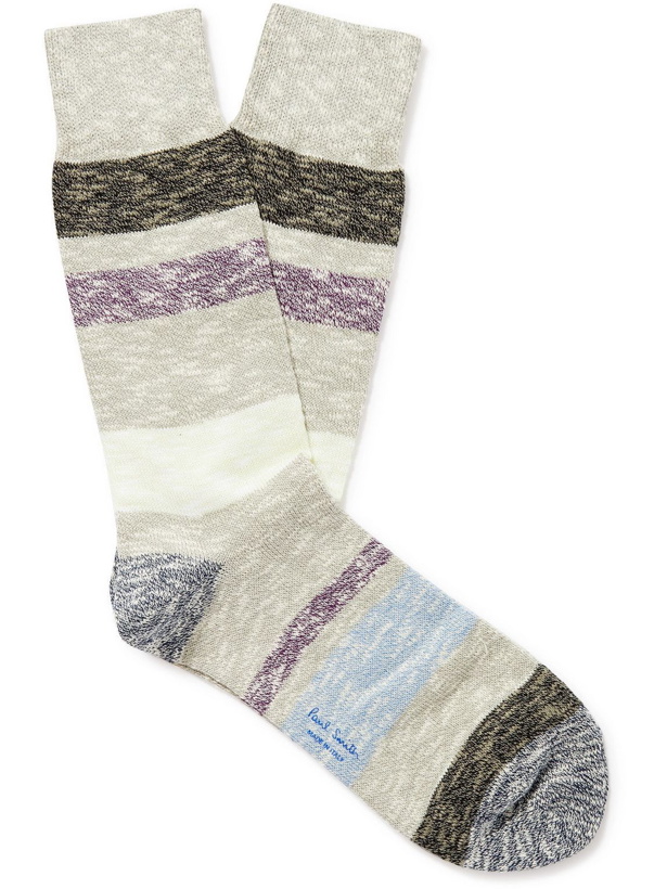 Photo: Paul Smith - Striped Mélange Cotton-Blend Socks