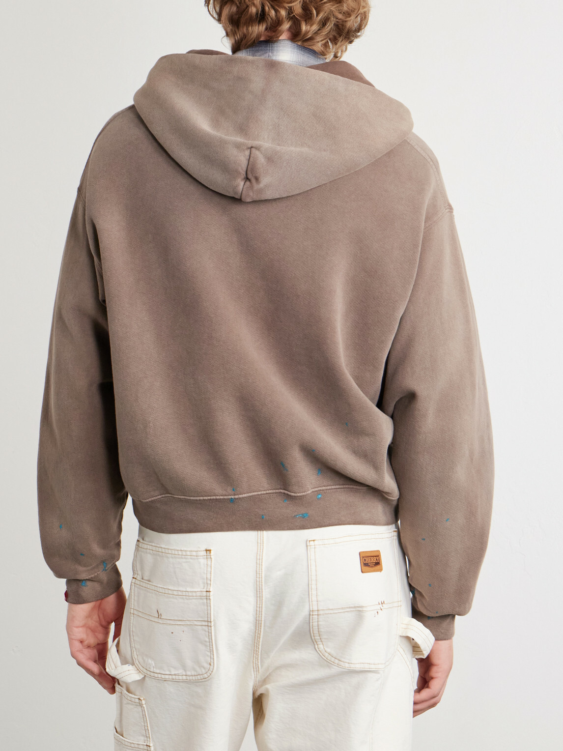 Cherry Los Angeles - Logo-Embroidered Paint-Splattered Cotton-Jersey Hoodie - Brown