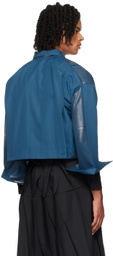 132 5. ISSEY MIYAKE Blue Tucked Foil Jacket