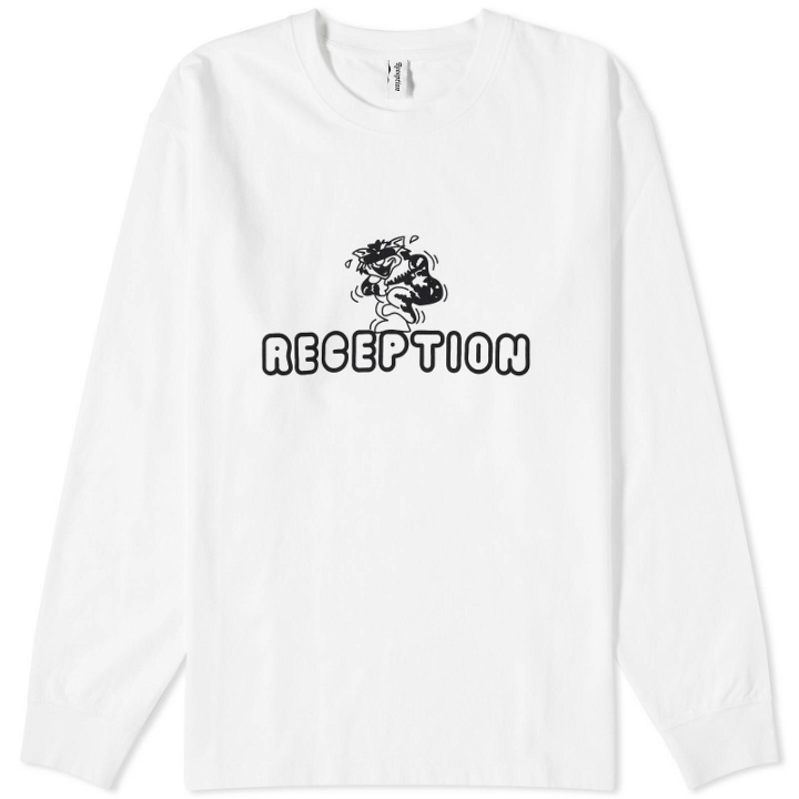 Photo: Reception Men's Cool Cat Long Sleeve T-Shirt in White