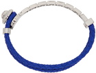 Versace Blue & Silver Leather Medusa Bracelet