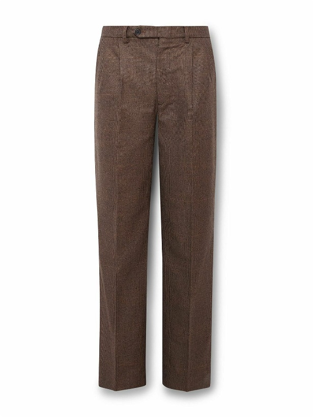 Photo: Enfants Riches Déprimés - Straight-Leg Pleated Prince of Wales Checked Wool-Blend Suit Trousers - Brown