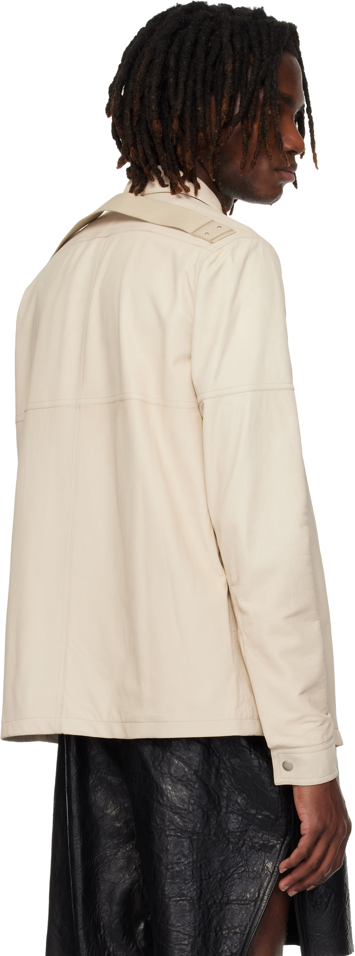 Rick Owens Beige Temple Brad Leather Jacket