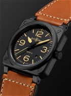 Bell & Ross - BR 03 Heritage Automatic 41mm Ceramic and Leather Watch, Ref. No. BR03A-HER-CE/SCA