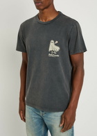 Nudie Jeans Roy Ghost-print Washed Cotton T-shirt Charcoal