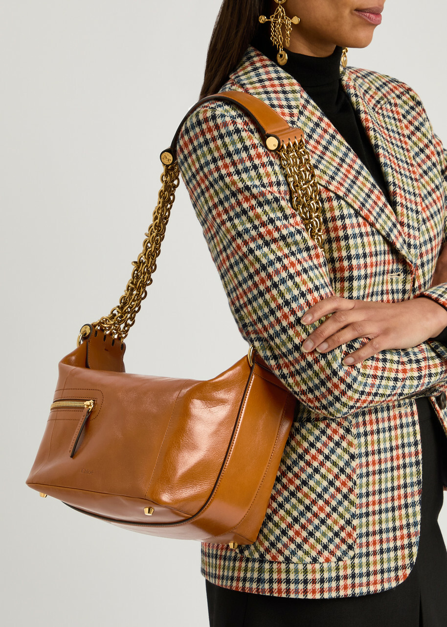 Chloe Glossed Leather Camera bag - Brown - One Size