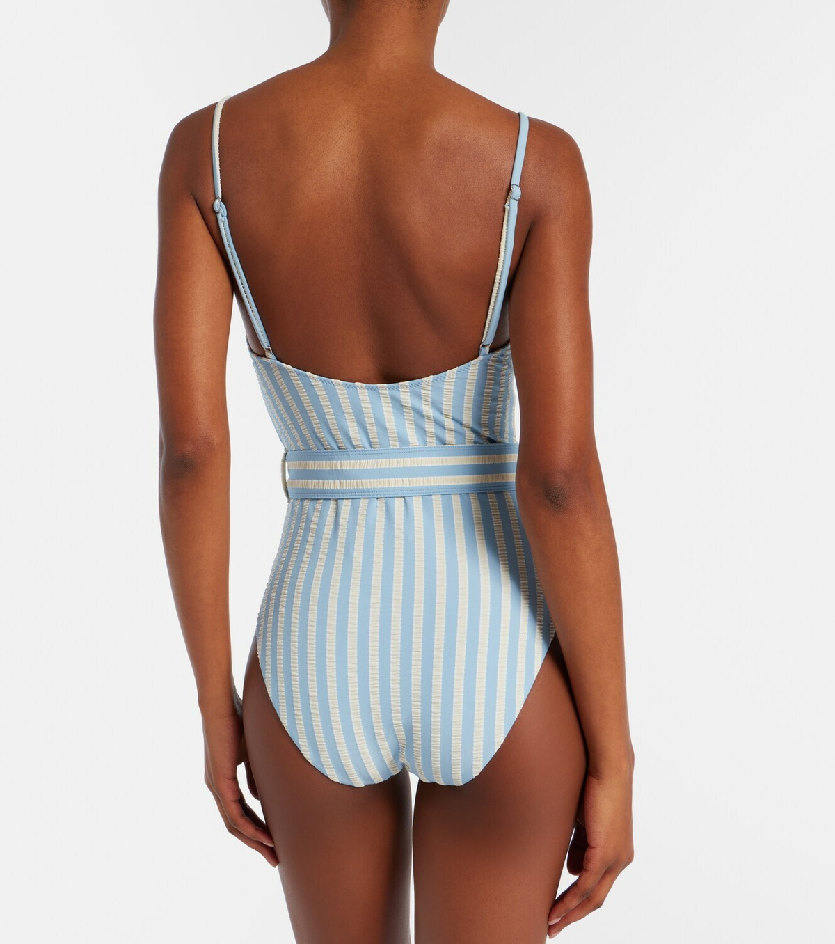 Simkhai Noa belted striped swimsuit