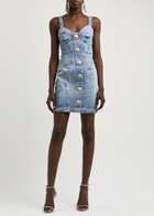 Balmain Panelled Stretch-denim Mini Dress