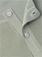TOM FORD - Ribbed Silk-Blend Henley Shirt - Green