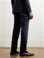 De Petrillo - Straight-Leg Pleated Wool-Blend Flannel Suit Trousers - Blue