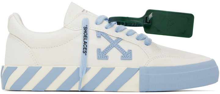 Photo: Off-White White & Blue Vulcanized Low Sneakers