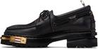Thom Browne Black Distressed Calf Hiking Boat Shoes