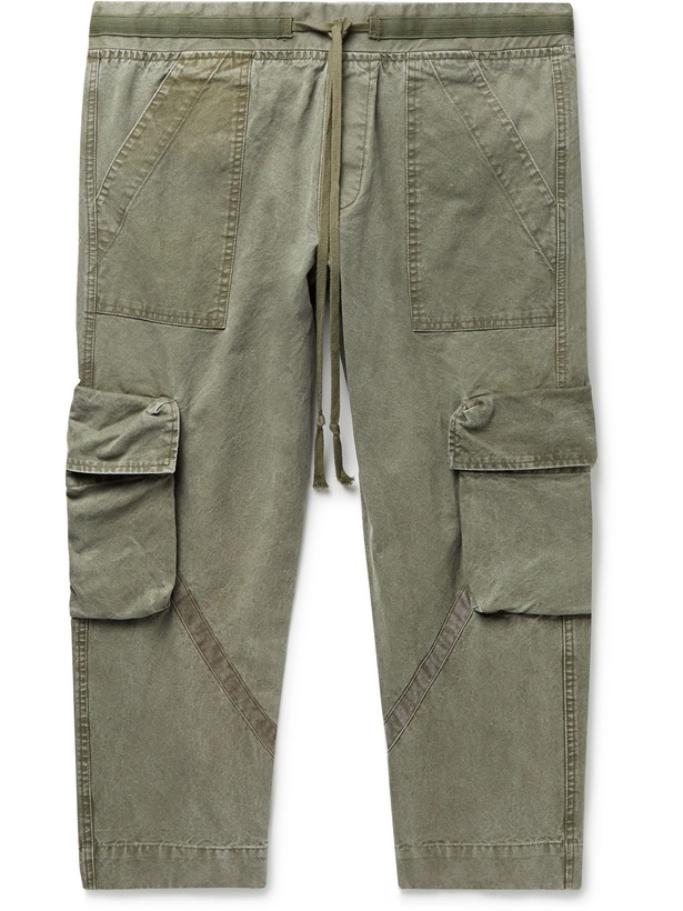 Photo: Greg Lauren - Tapered Cotton Drawstring Cargo Trousers - Green