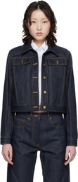 Thom Browne Navy Shrunken Selvedge Denim Jacket