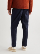 Altea - Tapered Pleated Cotton-Blend Moleskin Trousers - Blue