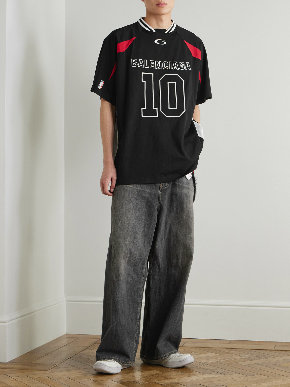 Balenciaga - NBA Oversized Logo-Embroidered Cotton-Jersey T-Shirt
