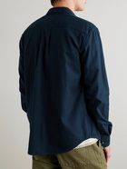 FRAME - Embroidered Brushed Cotton-Twill Shirt - Blue