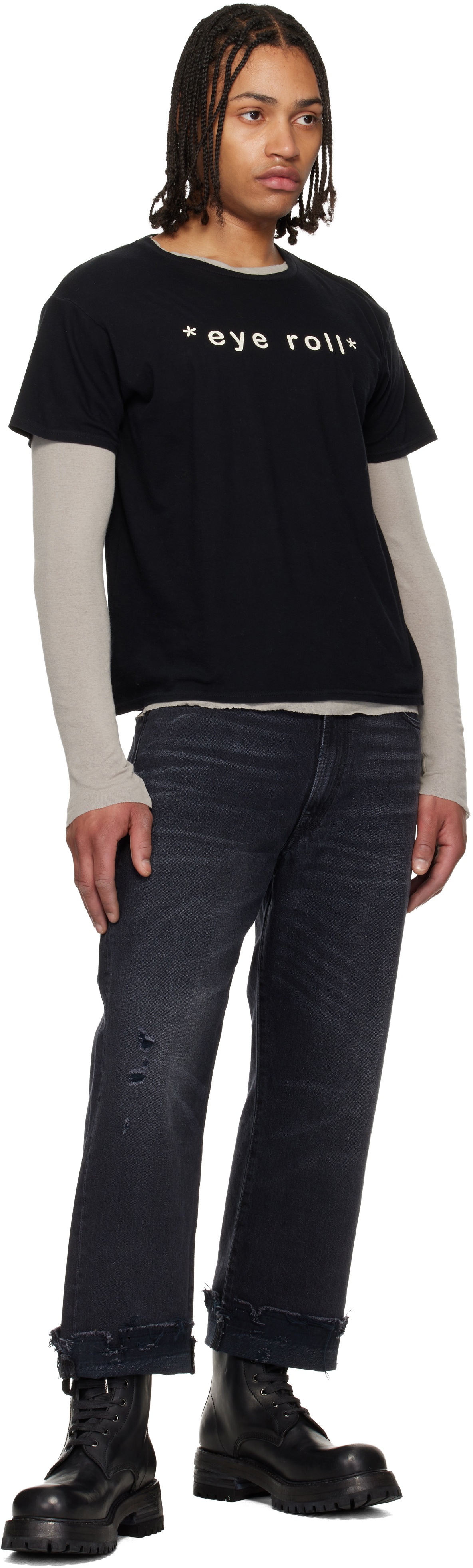 R13 Black 'Eye Roll' Boy T-shirt