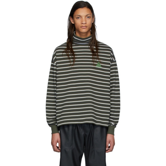 Photo: GR-Uniforma Green and White Striped Roll Turtleneck