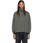 GR-Uniforma Green and White Striped Roll Turtleneck