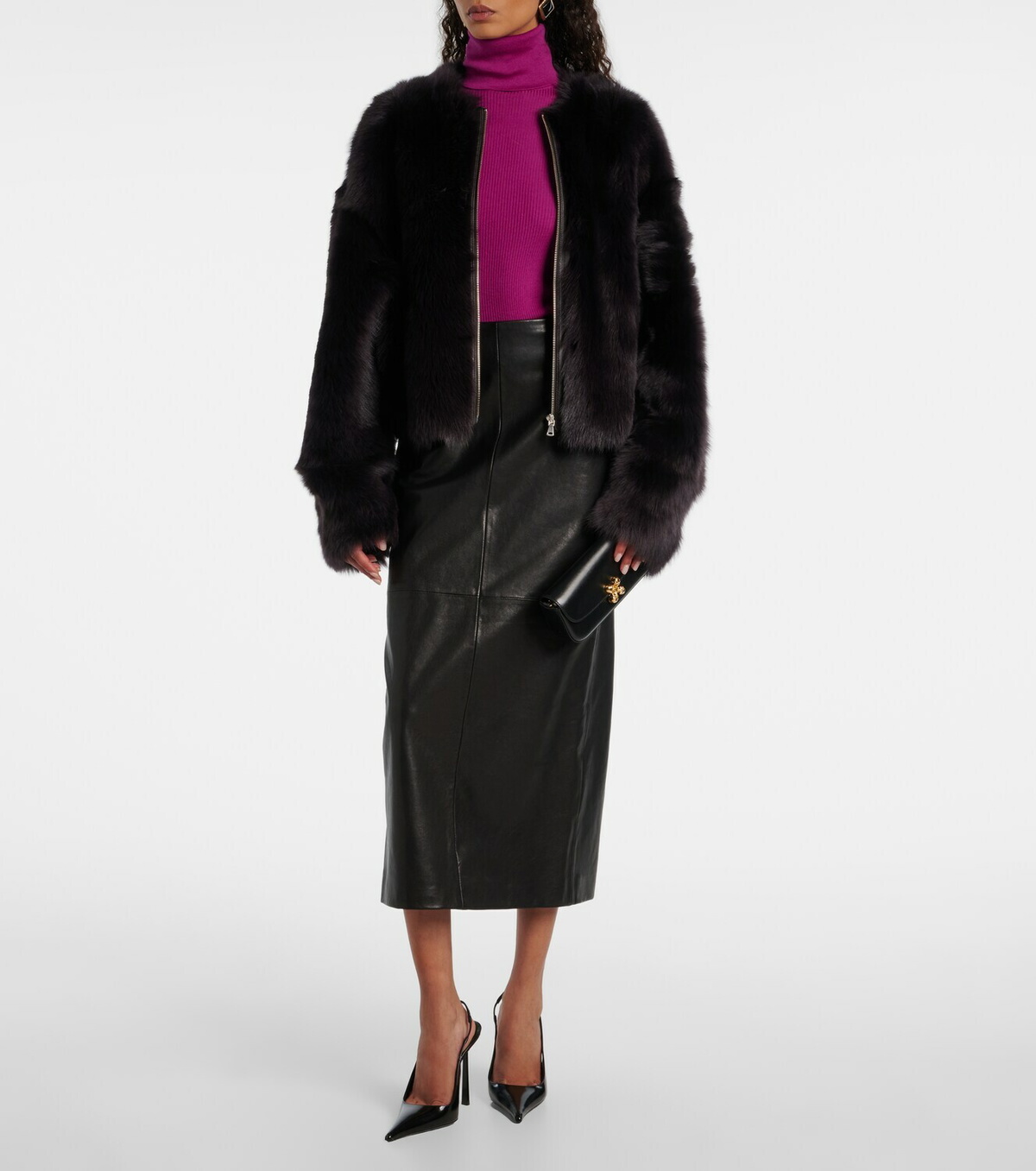Nour Hammour Elisse leather pencil skirt