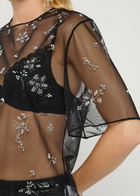 Rabanne Crystal-embellished Mesh T-shirt Black