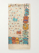 Drake's - Frayed Printed Wool and Silk-Blend Scarf