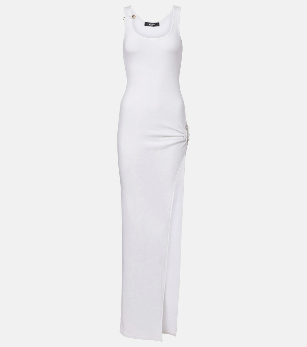 Versace Safety Pin draped cotton-blend maxi dress