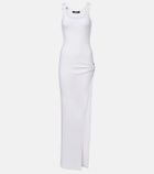 Versace Safety Pin draped cotton-blend maxi dress