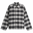 YMC Men's PJ Check Flannel Overshirt in Black/Olive