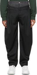 Feng Chen Wang SSENSE Exclusive Black Double Waistband Trousers