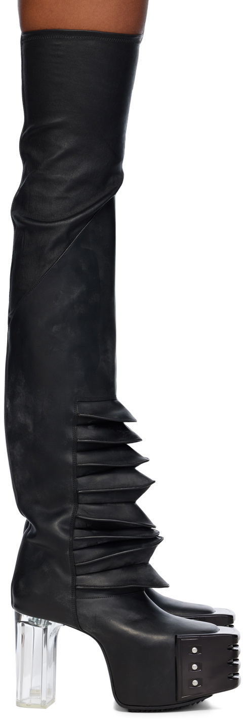 Rick Owens Black Porterville Flared Kiss Boots Rick Owens