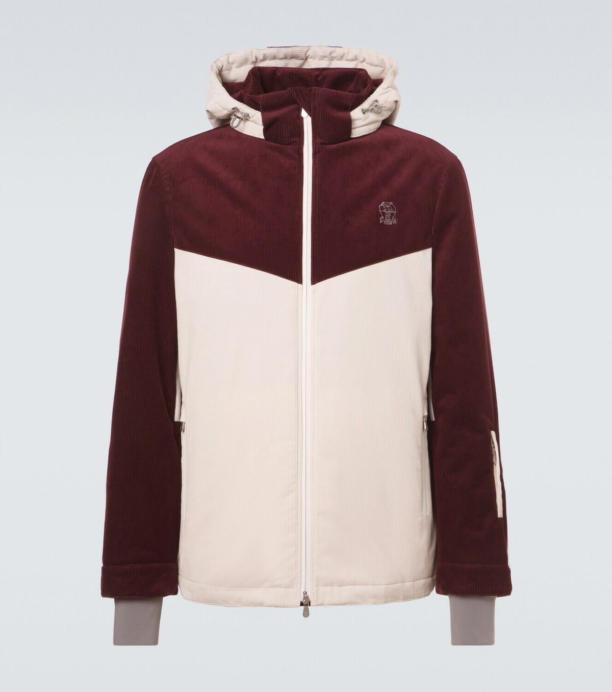 Brunello Cucinelli Hooded cotton corduroy ski jacket