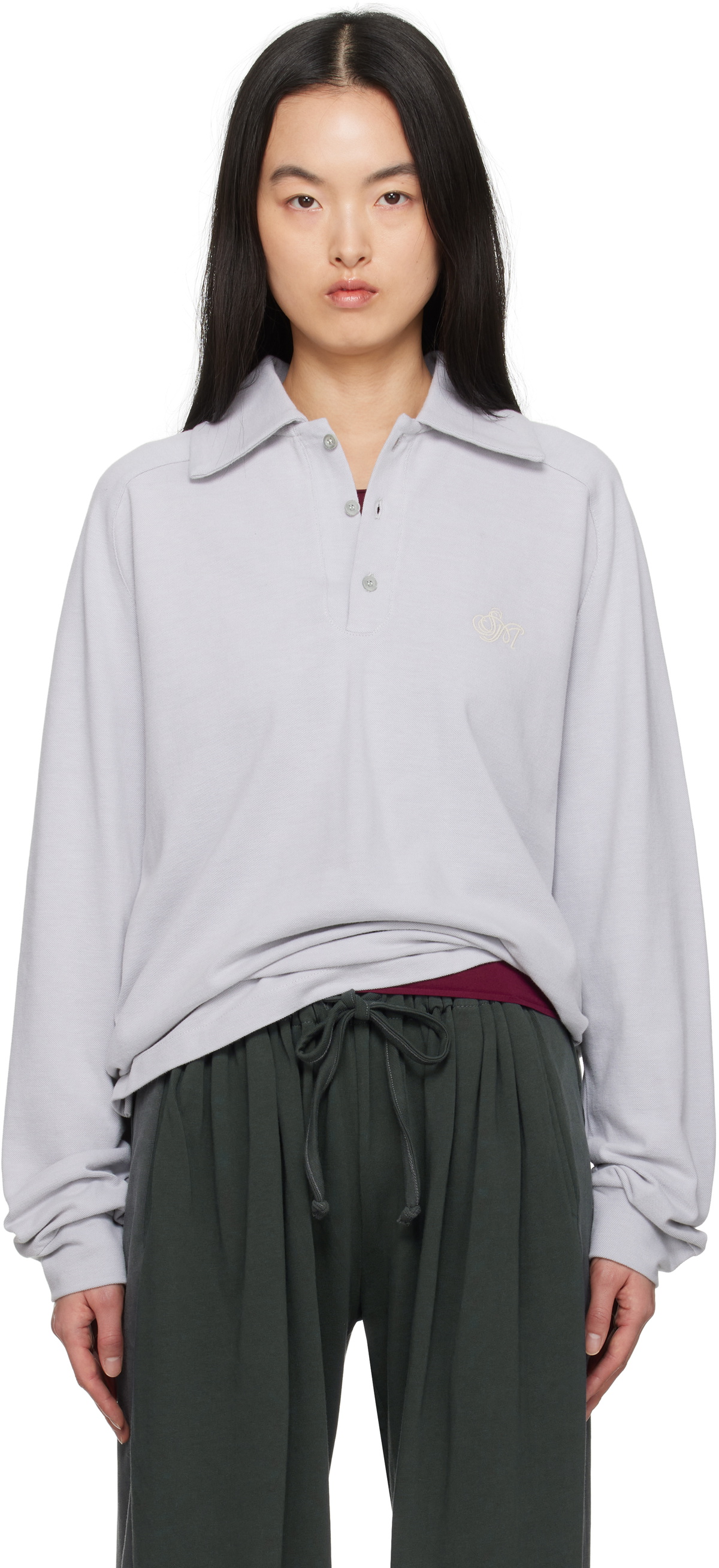Serapis Gray Sailor Long Sleeve Polo