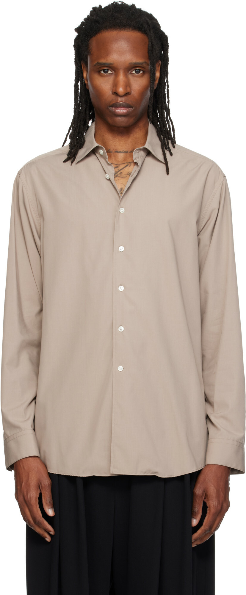 SOSHIOTSUKI Beige Rayon Oversized Shirt