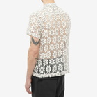 Bode Men's Daisy Lace Short Sleeve Shirt in White Black