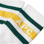 A.P.C. Men's Forrest Logo Stripe Socks in White/Yellow