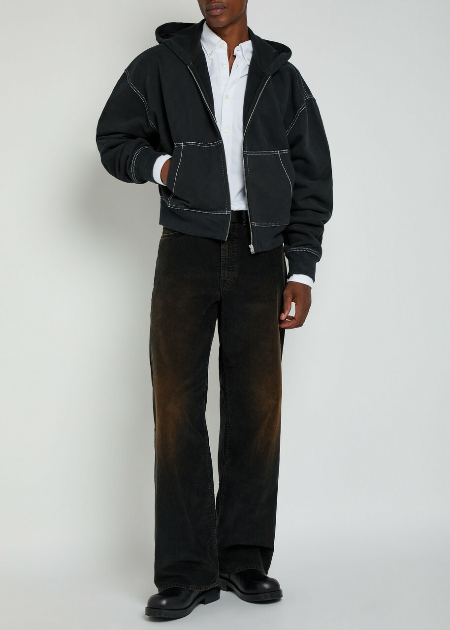 Acne Studios Logo-embroidered Hooded Cotton Sweatshirt Black