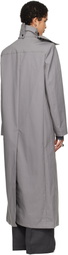 ALAINPAUL Gray Scarf Collar Trench Coat