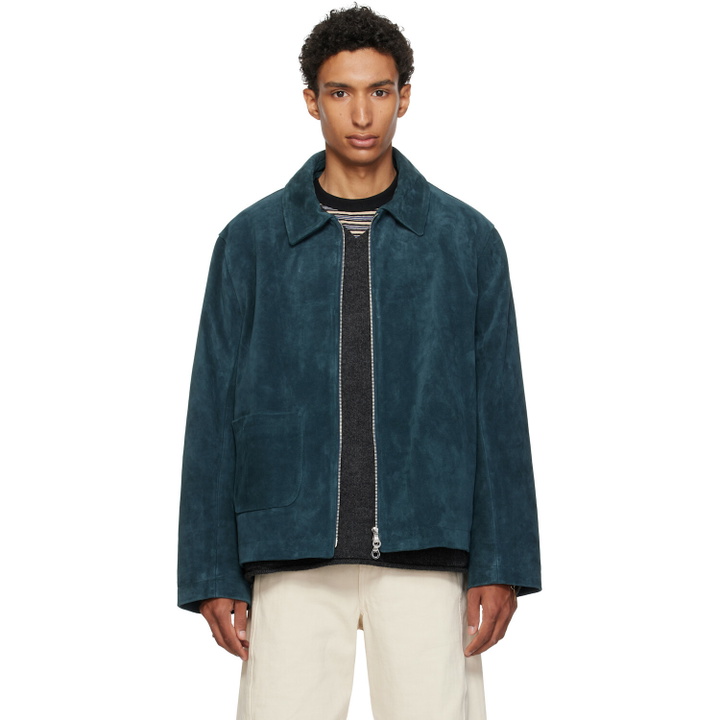 Photo: Cawley Navy Zip-Up Sandy Suede Jacket