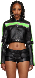 Lado Bokuchava Black Cropped Faux-Leather Jacket