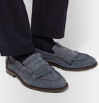 Brunello Cucinelli - Full-Grain Nubuck Kiltie Loafers - Men - Storm blue