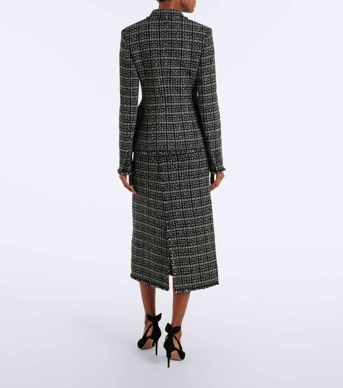Erdem Checked cotton-blend tweed pencil skirt