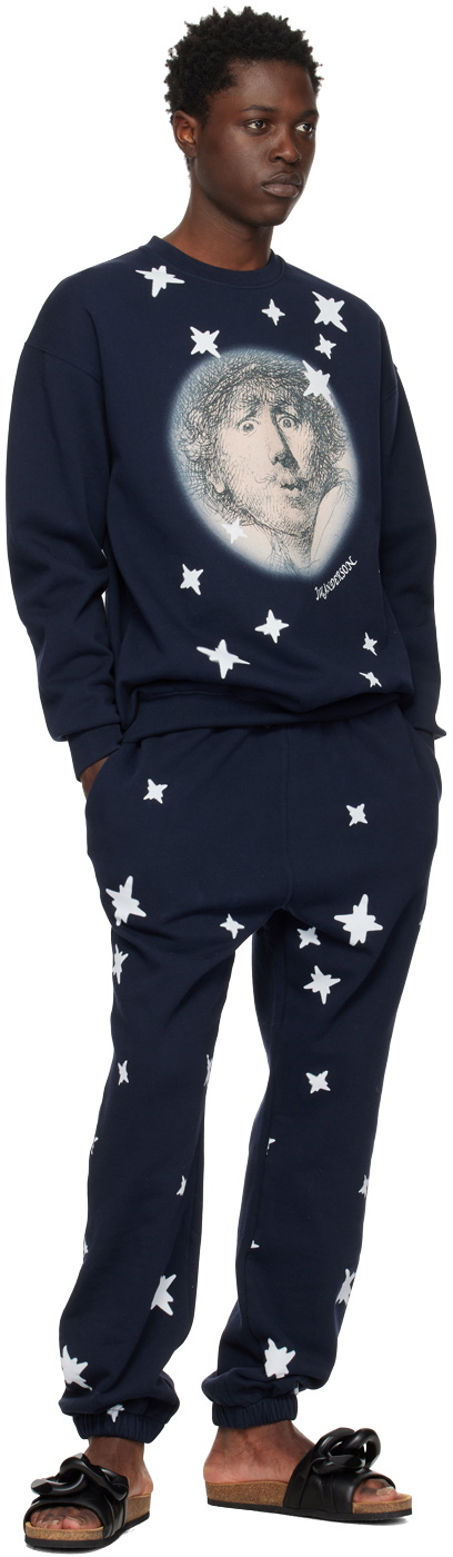 JW Anderson Navy Star Print Sweatpants