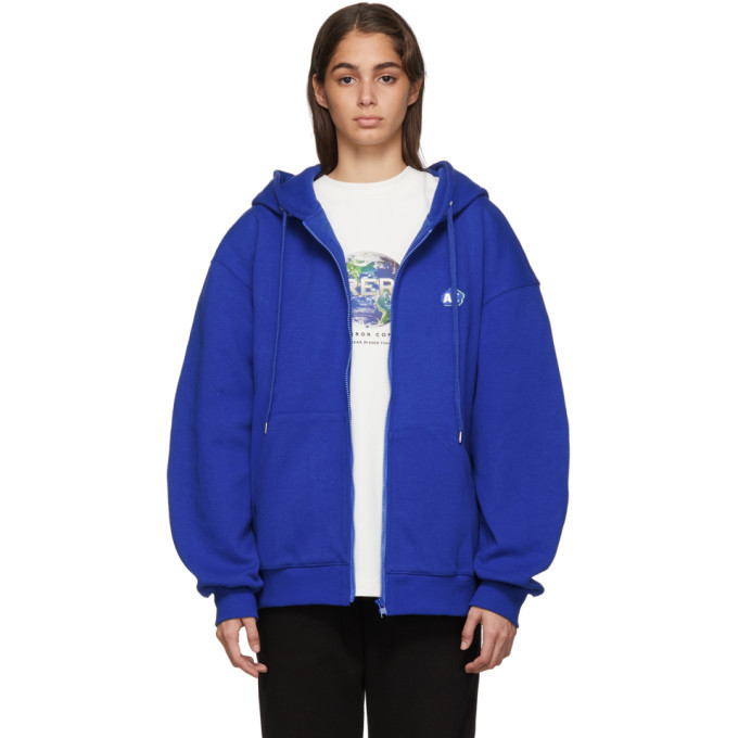 ADER error Blue Stone Logo Zip-Up Hoodie ADER error